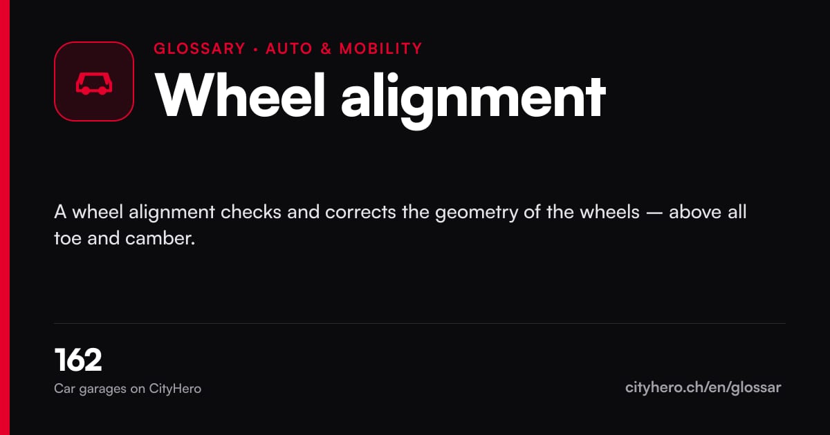 Wheel alignment: Auto & Mobilität – CityHero glossary graphic