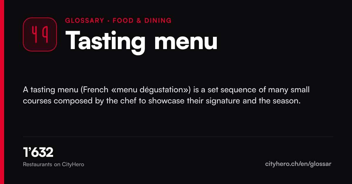 Tasting menu: Gastronomie – CityHero glossary graphic