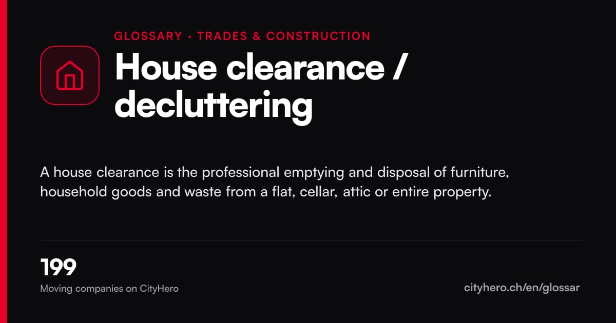House clearance / decluttering: Handwerk & Bau – CityHero glossary graphic