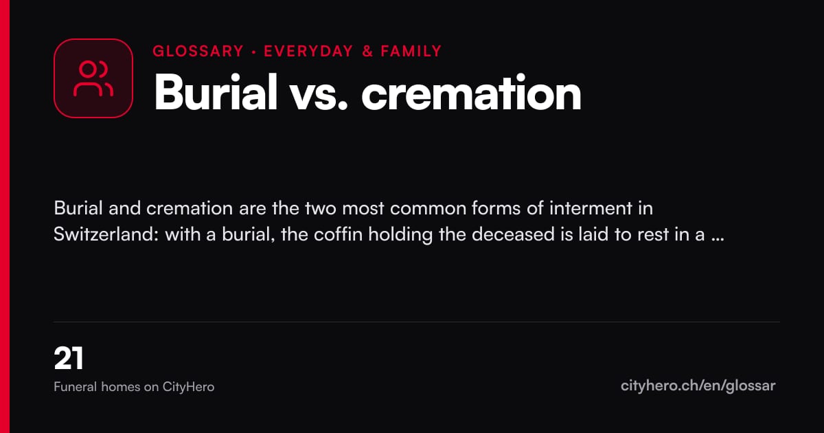 Burial vs. cremation: Alltag & Familie – CityHero glossary graphic