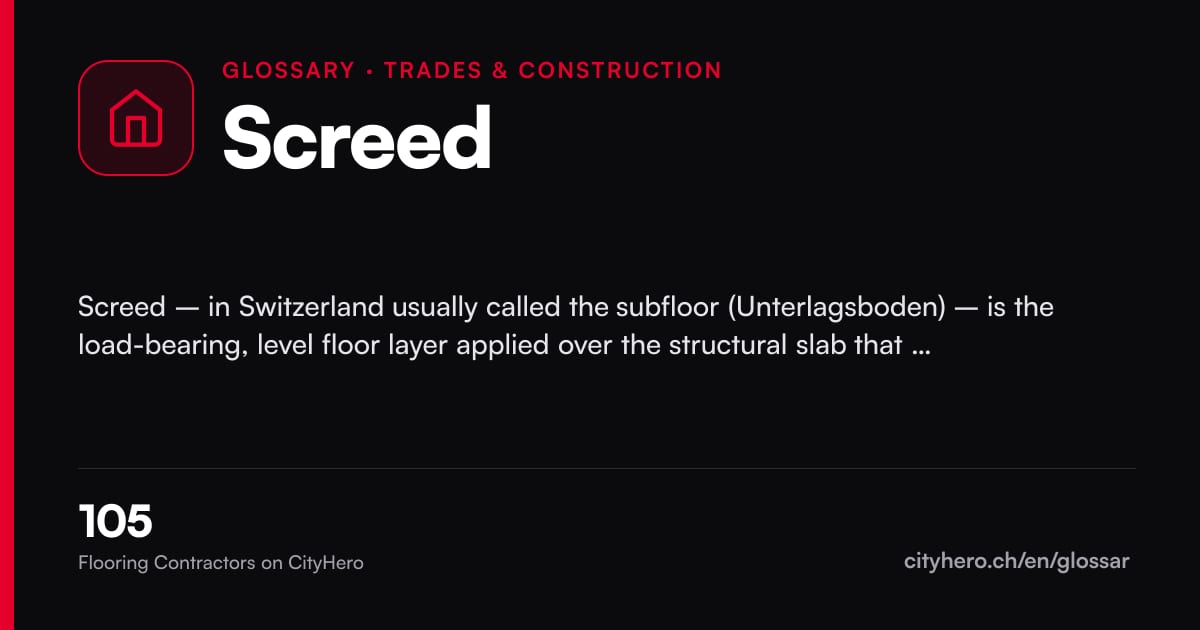 Screed: Handwerk & Bau – CityHero glossary graphic