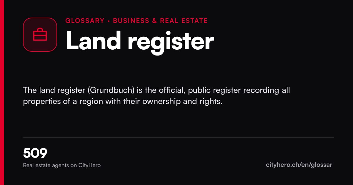 Land register: Business & Immobilien – CityHero glossary graphic