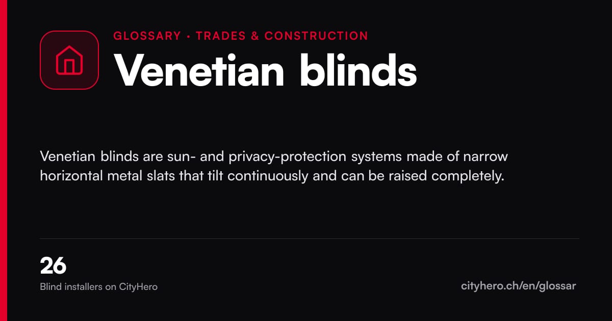 Venetian blinds: Handwerk & Bau – CityHero glossary graphic