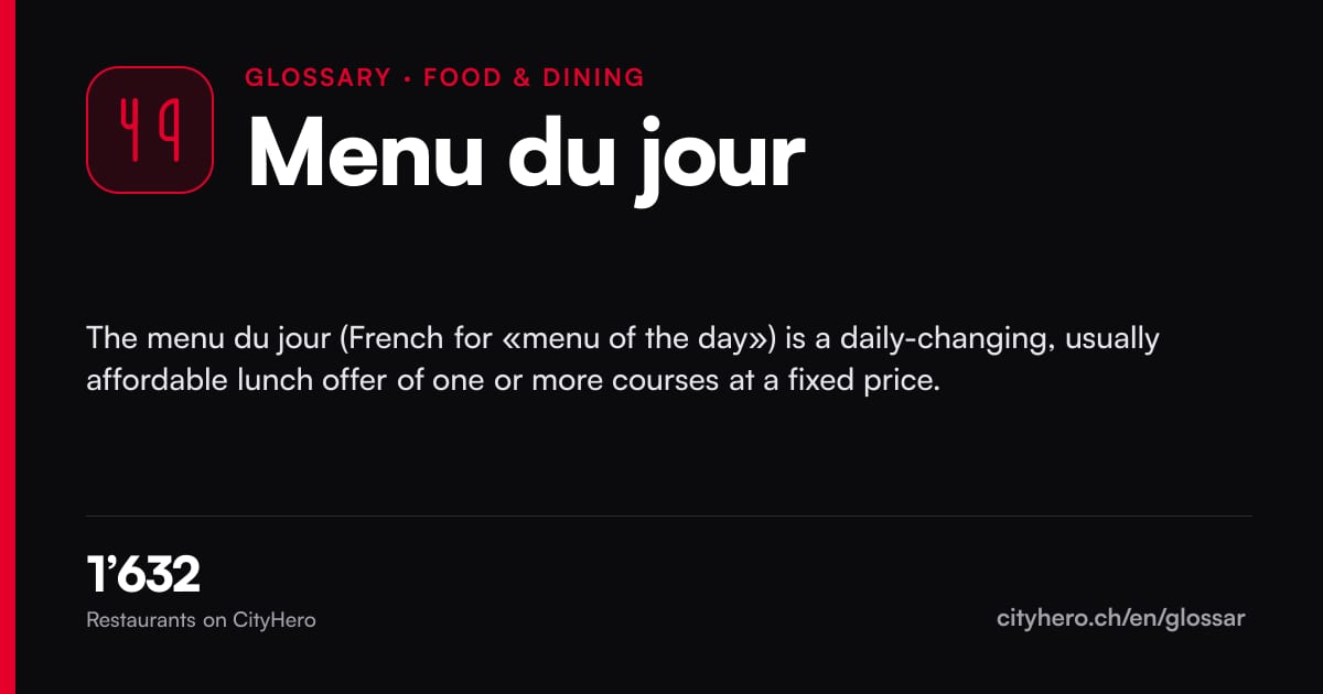 Menu du jour: Gastronomie – CityHero glossary graphic