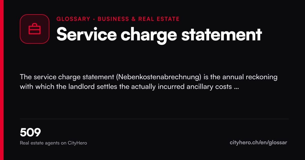 Service charge statement: Business & Immobilien – CityHero glossary graphic