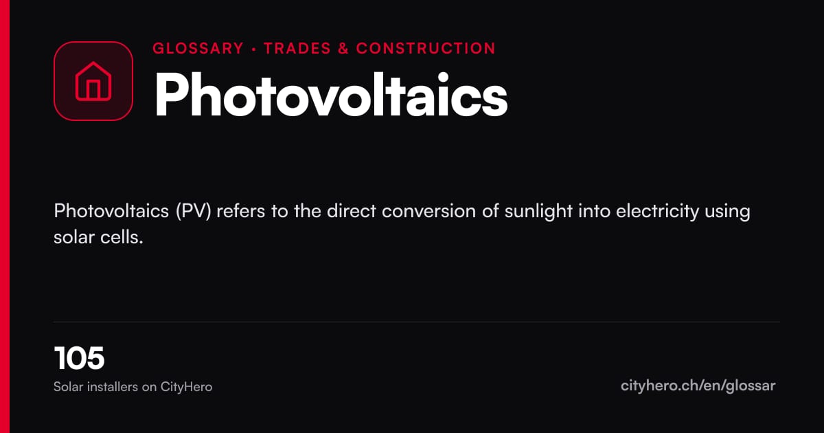 Photovoltaics: Handwerk & Bau – CityHero glossary graphic