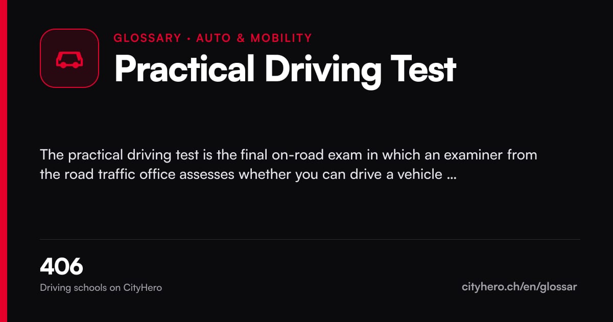 Practical Driving Test: Auto & Mobilität – CityHero glossary graphic