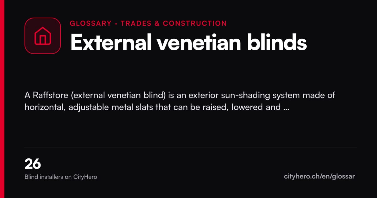 External venetian blinds: Handwerk & Bau – CityHero glossary graphic