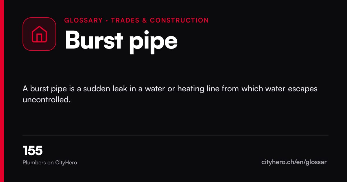 Burst pipe: Handwerk & Bau – CityHero glossary graphic