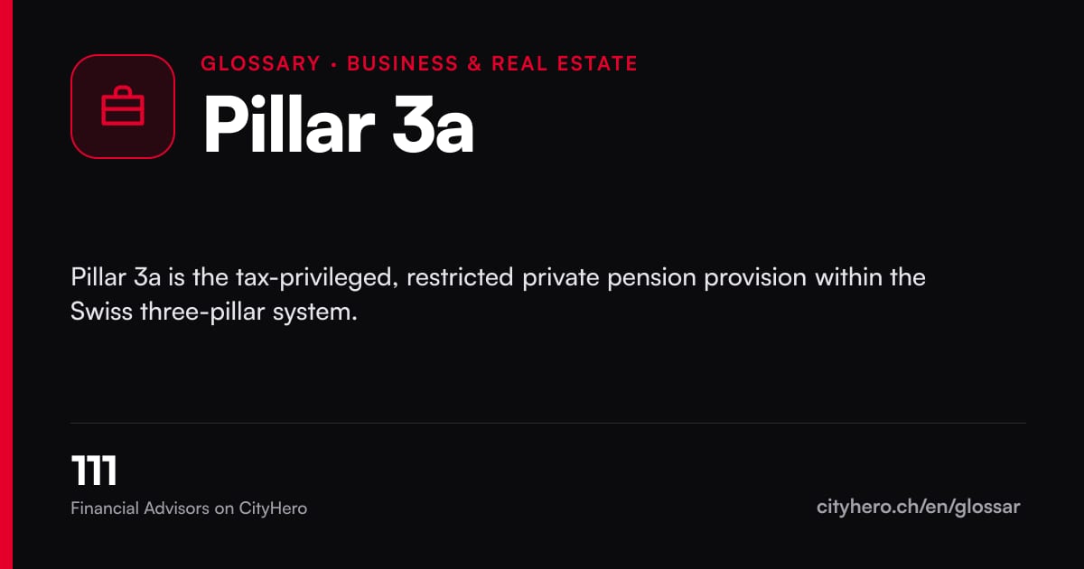 Pillar 3a: Business & Immobilien – CityHero glossary graphic