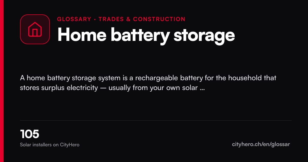 Home battery storage: Handwerk & Bau – CityHero glossary graphic