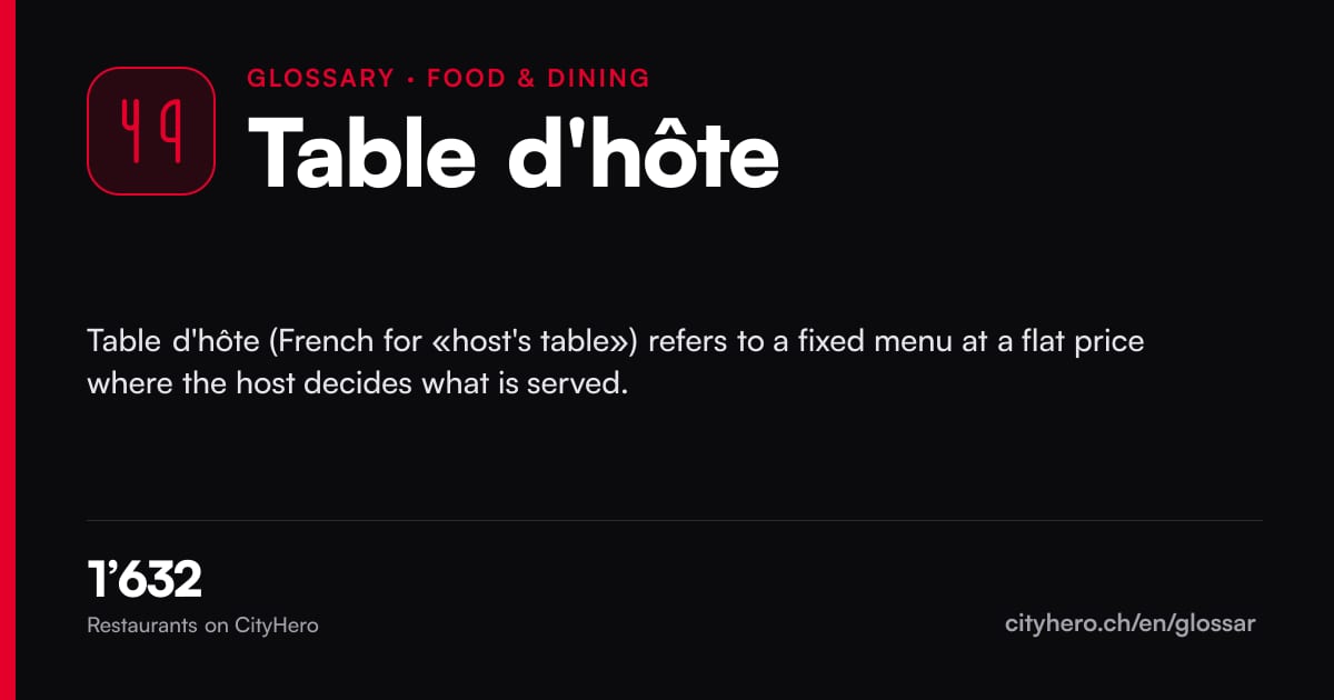 Table d'hôte: Gastronomie – CityHero glossary graphic