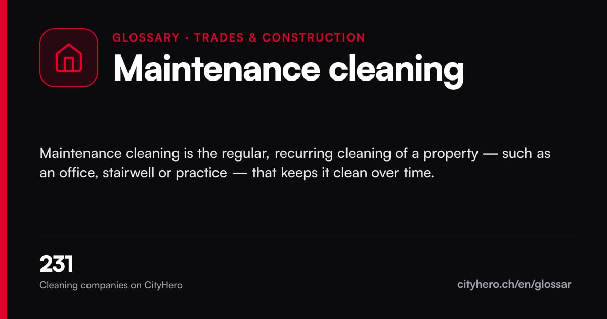 Maintenance cleaning: Handwerk & Bau – CityHero glossary graphic