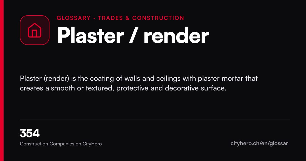 Plaster / render: Handwerk & Bau – CityHero glossary graphic