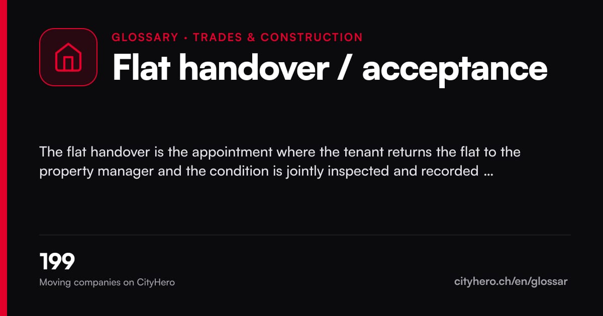 Flat handover / acceptance: Handwerk & Bau – CityHero glossary graphic