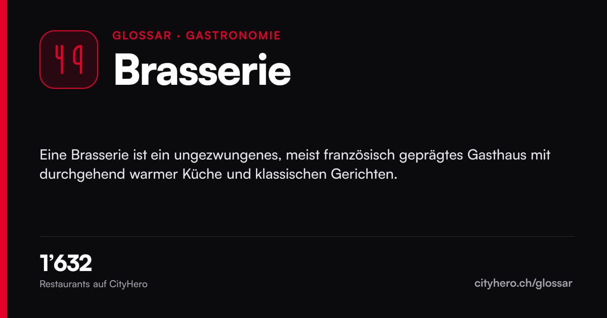 Brasserie: Gastronomie – Grafik CityHero Glossar